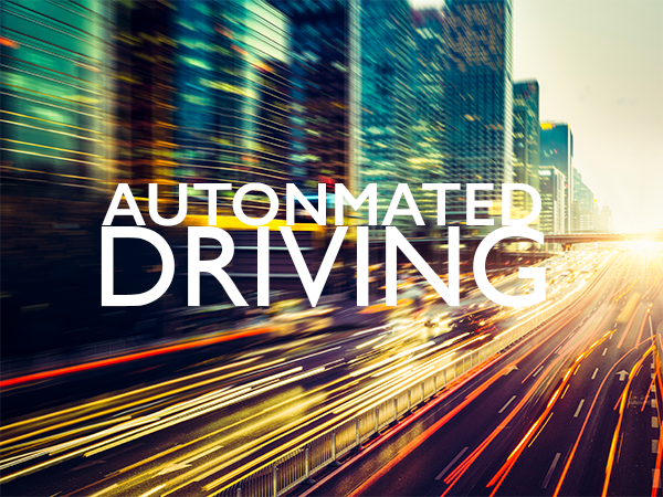 Street view with automated driving logo